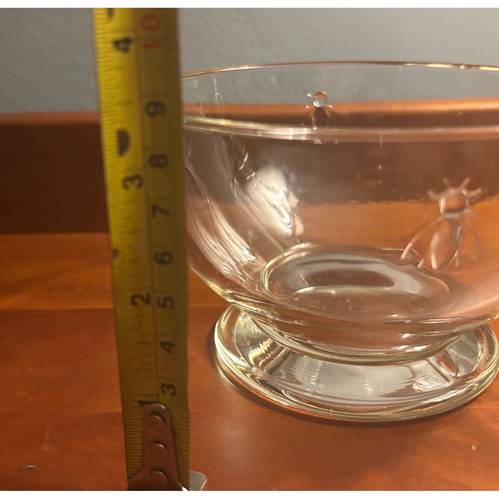 La Rochere Napoleon Bee Glass Footed Dessert Bowls Set of 2 Clear Made in France - Picture 4 of 6
